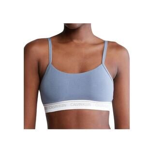 Calvin Klein Women's Archive Logo Lightly Lined Bralette Blue Size Small